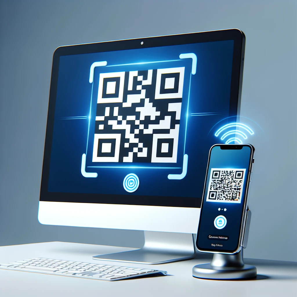 "Imagen de un usuario escaneando un código QR en su escritorio con una aplicación de software, ilustrando las mejores aplicaciones para escanear códigos QR desde el escritorio."